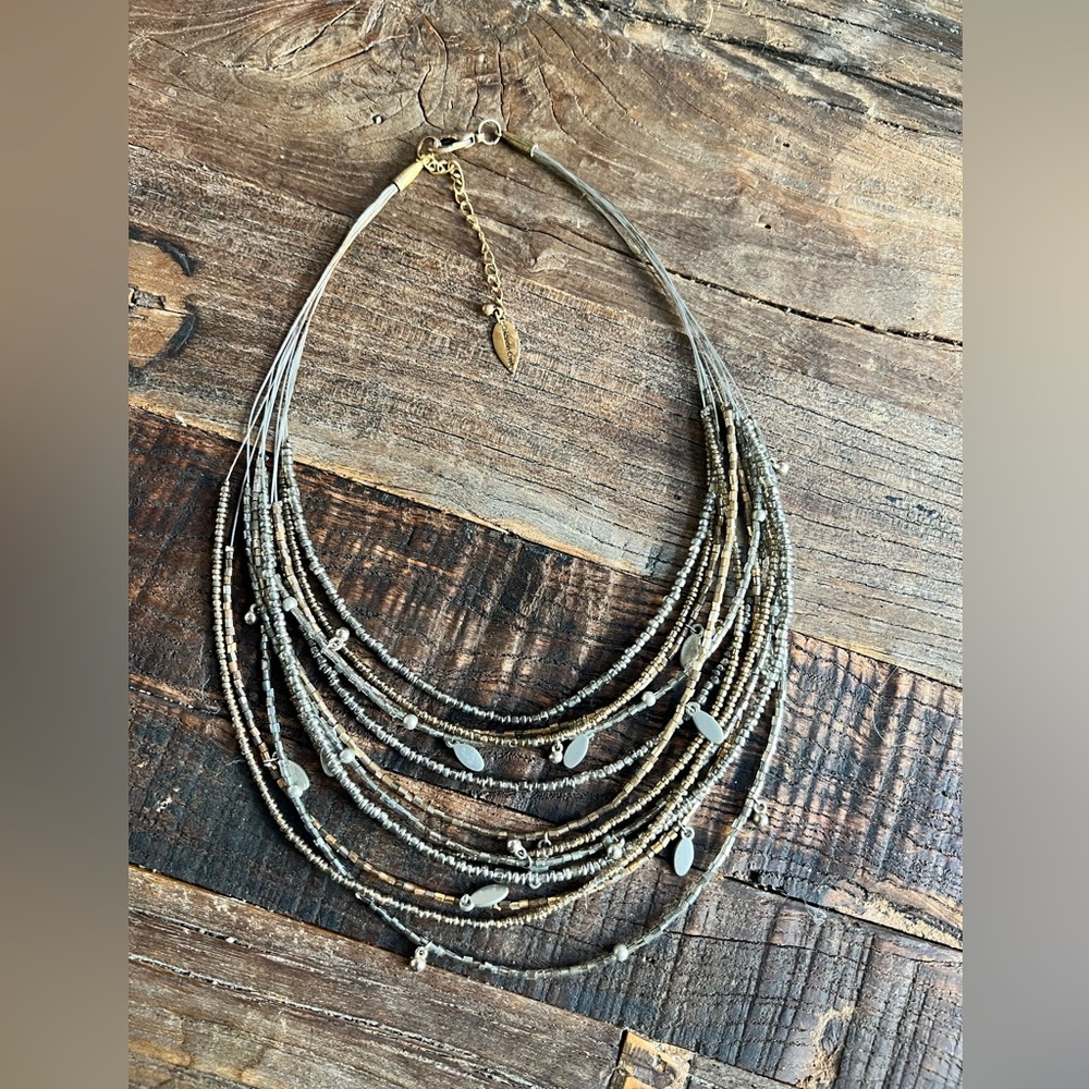 Coldwater Creek Multi-bead Strand Silver and Gold Necklace